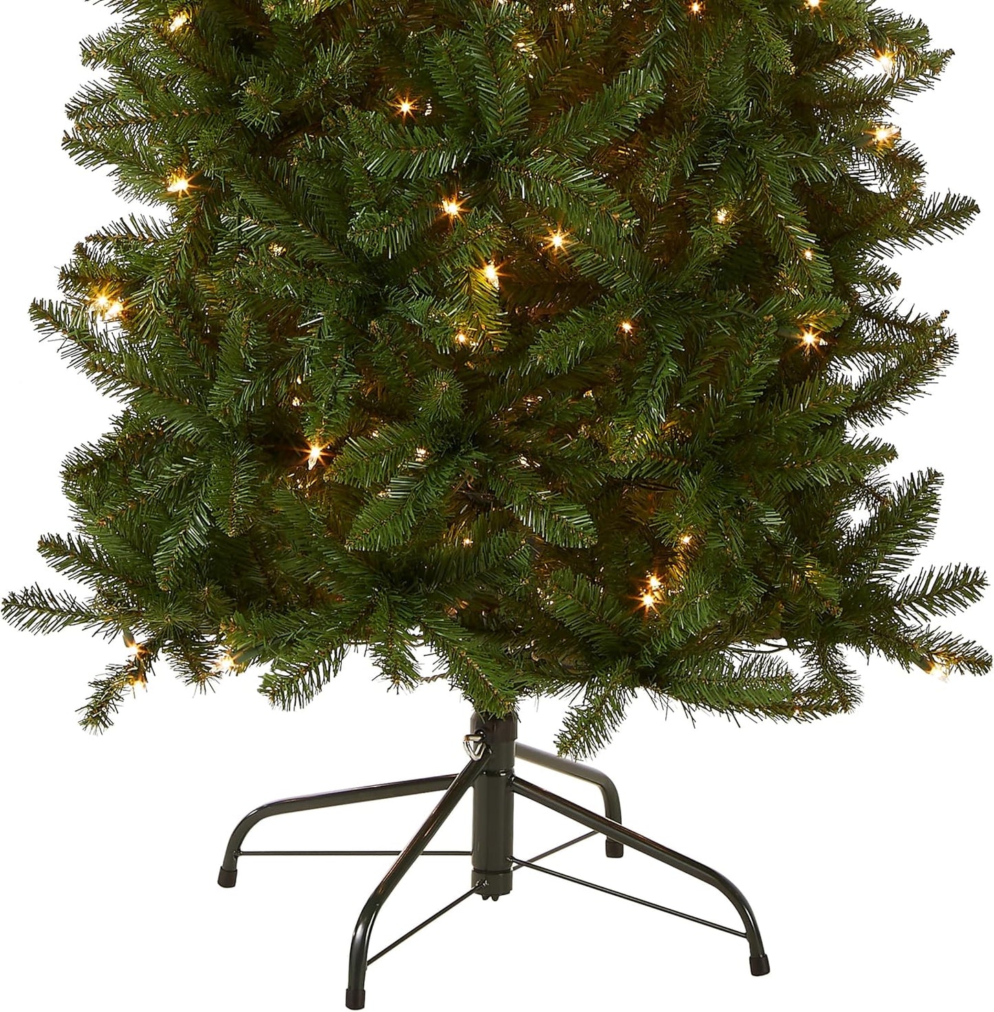 National Tree Company Artificial Pre-Lit Slim Christmas Tree, Green, Kingswood Fir, White Lights, Includes Stand, 9 Feet