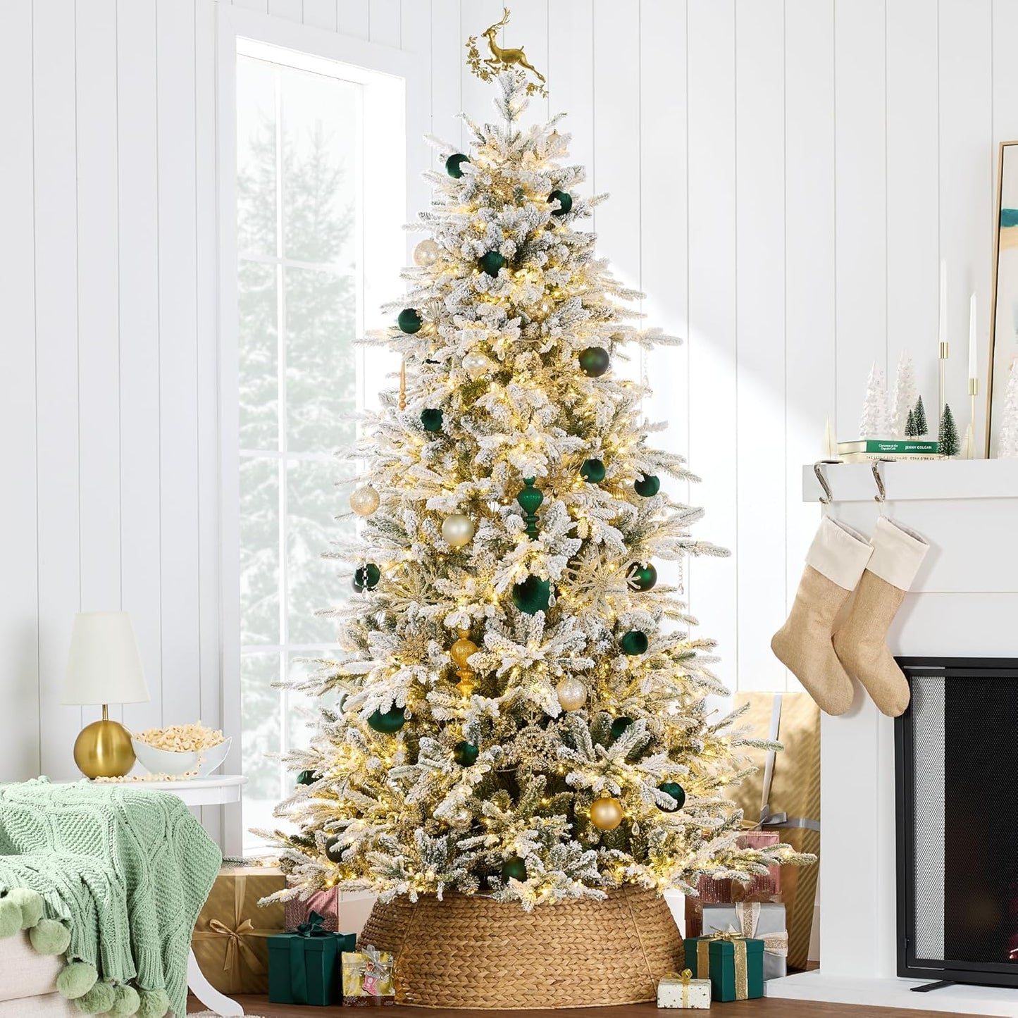 Best Choice Products Full Aspen Christmas Tree, 9ft Pre-lit Noble Fir w/ 2,000 Super Bright Twinkling Micro LED Lights, 2-in-1 White & Multicolor