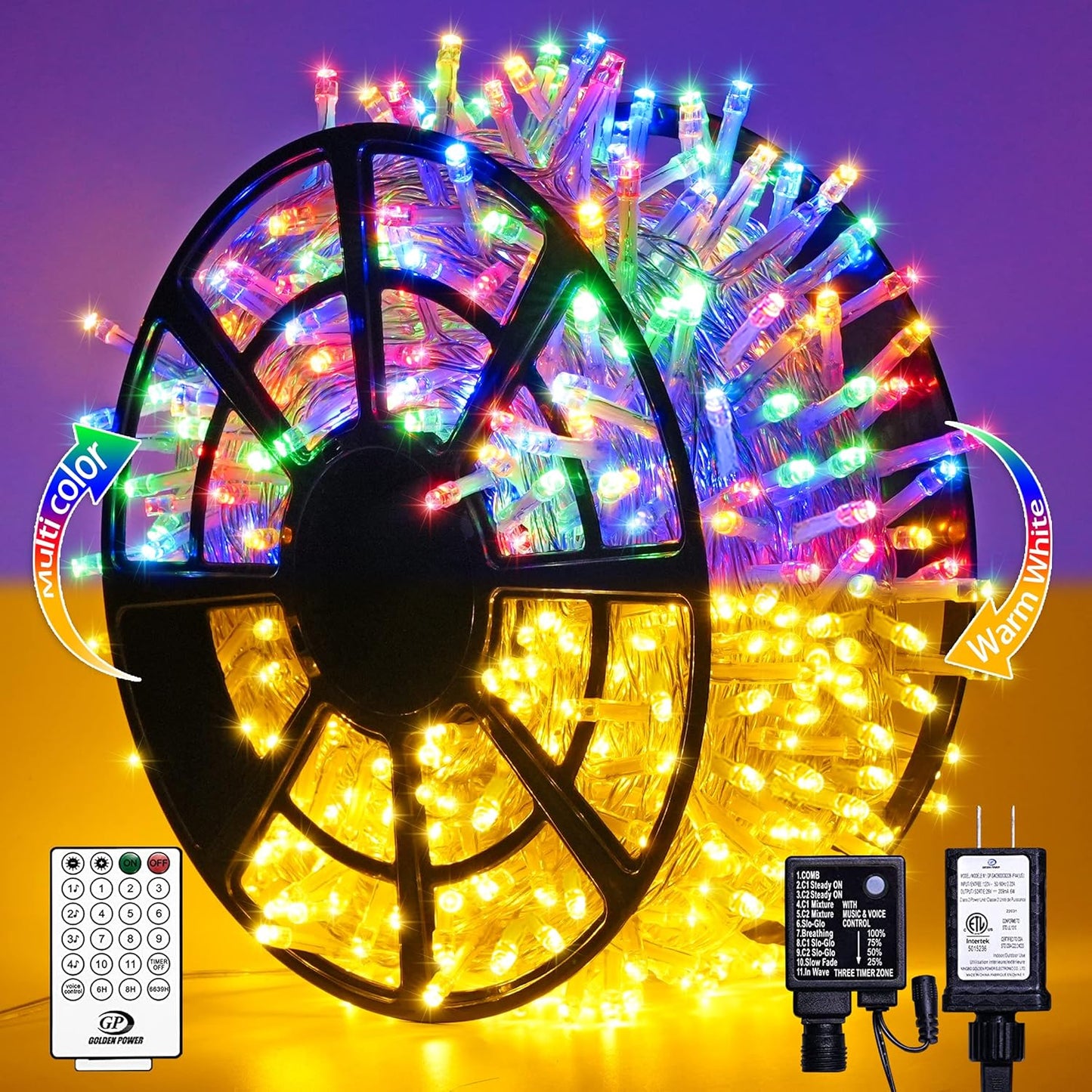 JMEXSUSS 163ft 500 LED Warm White Christmas Lights Outdoor, Plug-in Outdoor String Lights for Classroom, Clear Wire 8 Modes Remote Control Christmas Tree Lights for Christmas Bedroom Tree Classroom