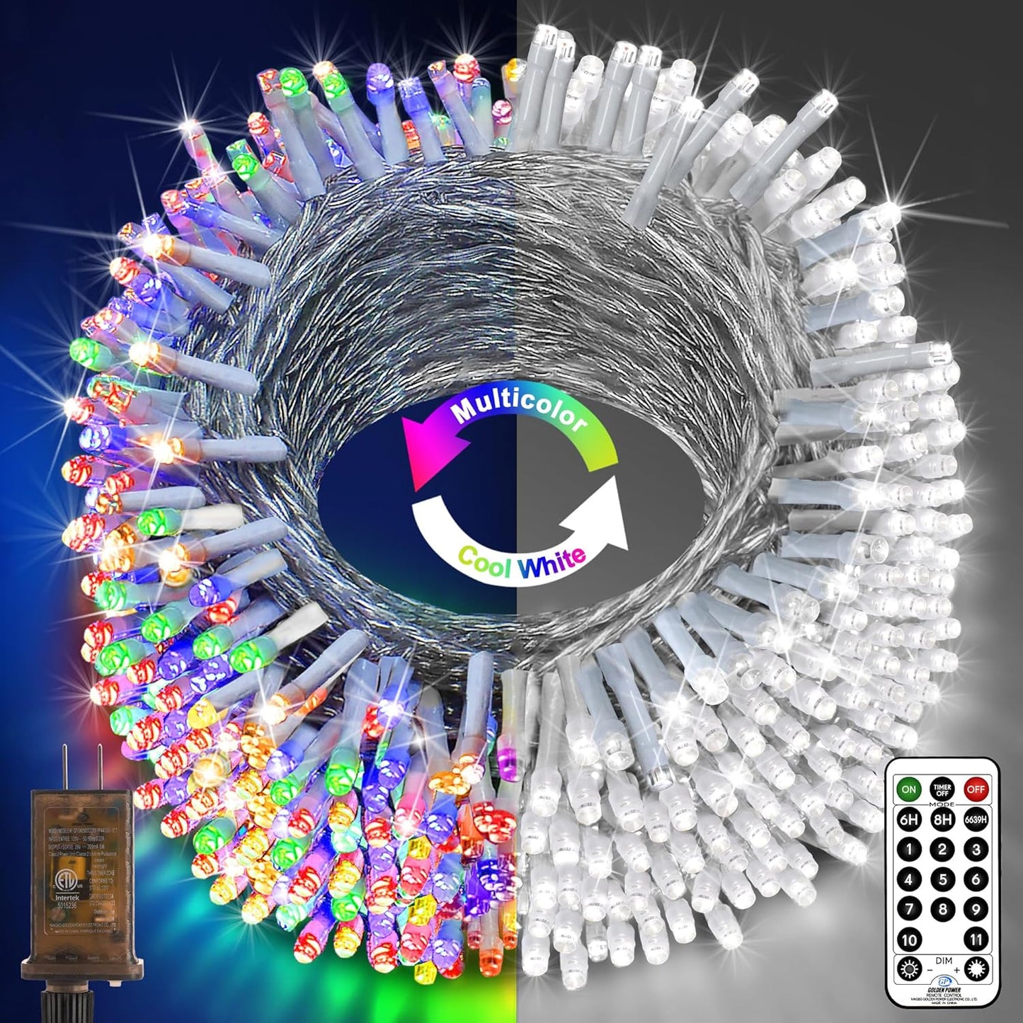 KNONEW 403ft 1000 LED Christmas String Lights Outdoor 8 Modes & Timer Fairy Light Plug in Waterproof LED String Lights for Xmas Yard Tree Wedding Party Holiday Decorations (Warm White)